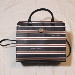 Tommy Hilfiger Navy & Brown Striped Tote Bag